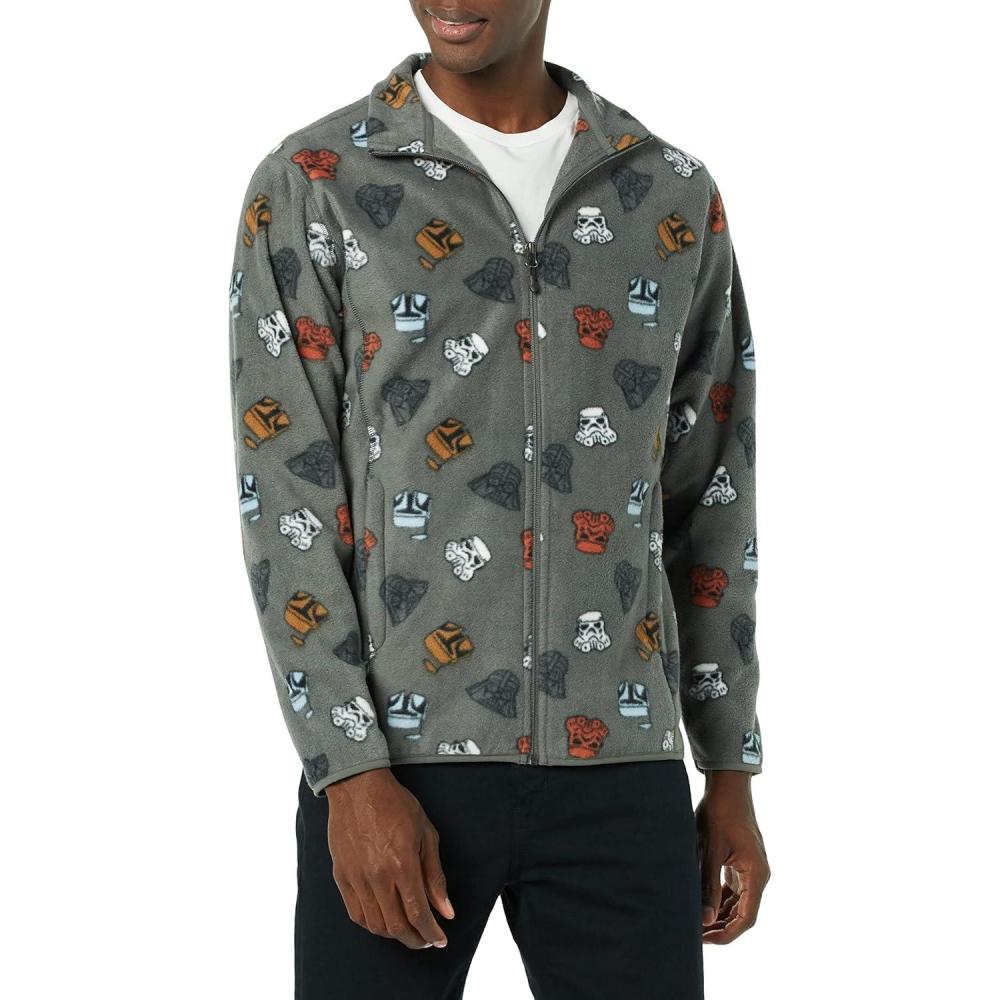 imageAmazon Essentials Disney  Marvel  Star Wars Mens Polar Fleece FullZip Mock JacketsStar Wars Vader