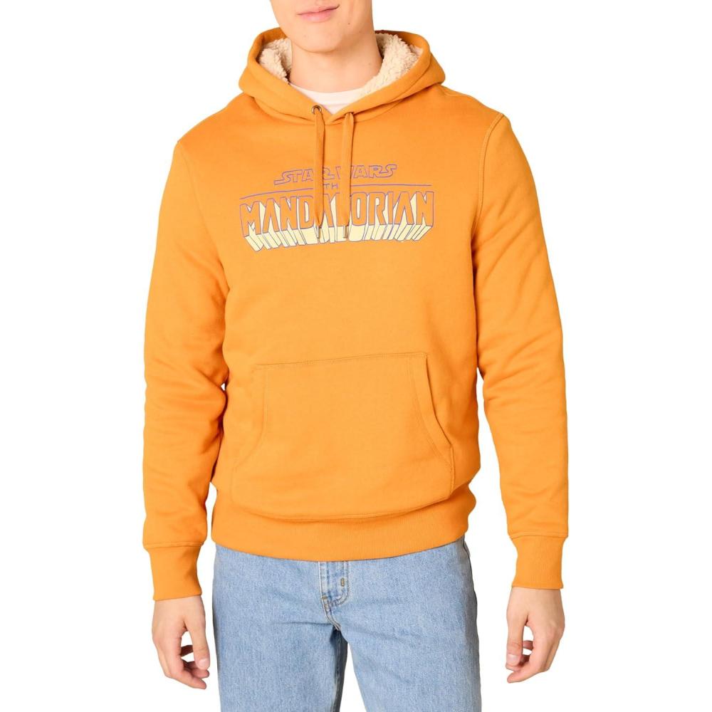 imageAmazon Essentials Disney  Marvel  Star Wars Mens SherpaLined Pullover Hoodie SweatshirtStar Wars Mando
