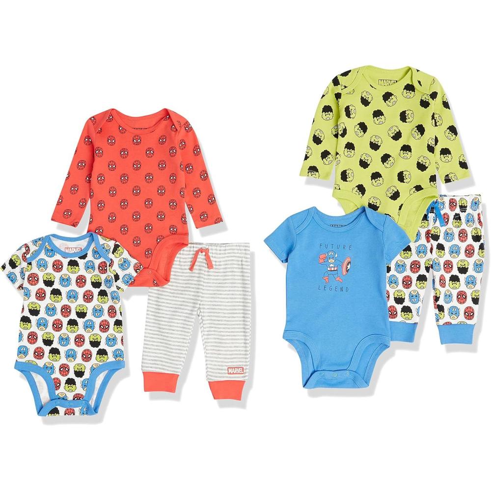 imageAmazon Essentials Disney  Marvel  Star Wars Unisex Babies 6Piece Outfit Set Pack of 6Marvel Friends