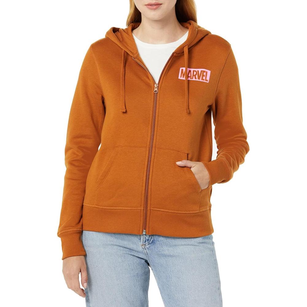 imageAmazon Essentials Disney  Marvel  Star Wars Womens Fleece FullZip Hoodie Sweatshirts Available in Plus SizeMarvel Logo