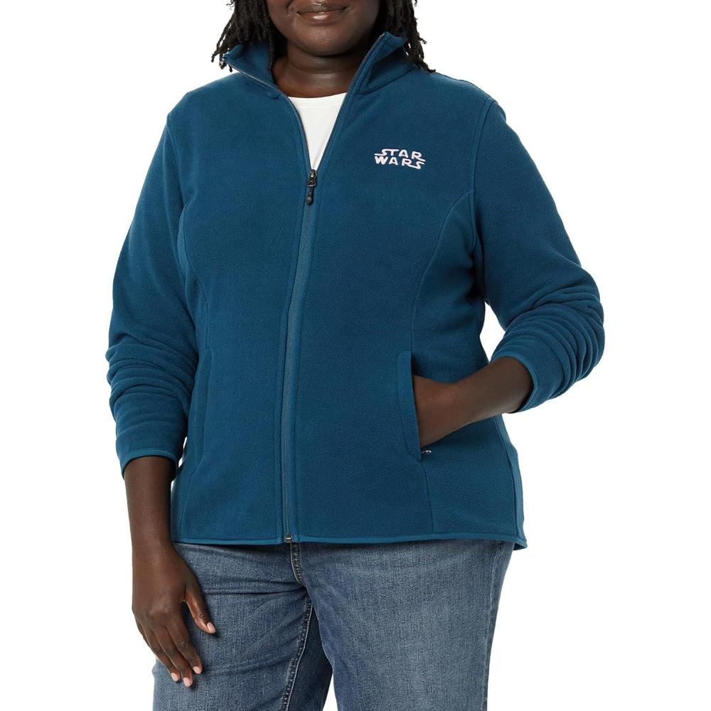 imageAmazon Essentials Disney  Marvel  Star Wars Womens Polar Fleece FullZip Mock JacketsStar Wars Logo