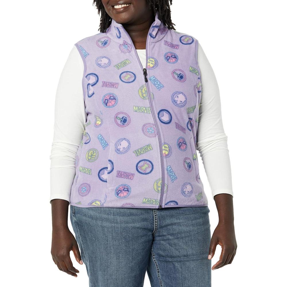 imageAmazon Essentials Disney  Marvel  Star Wars Womens Polar Fleece VestsMarvel Logo