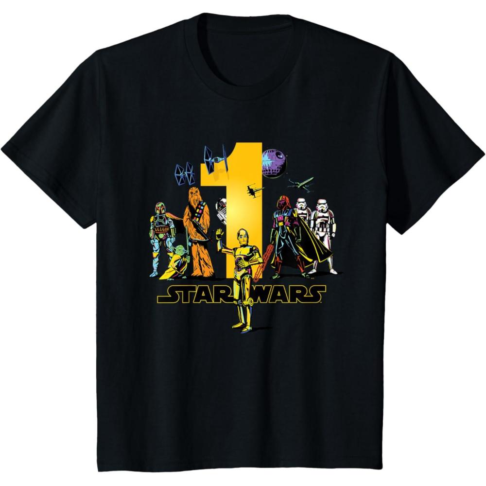 imageKids Star Wars Classic Characters First Birthday 1 Year Old TShirtBlack