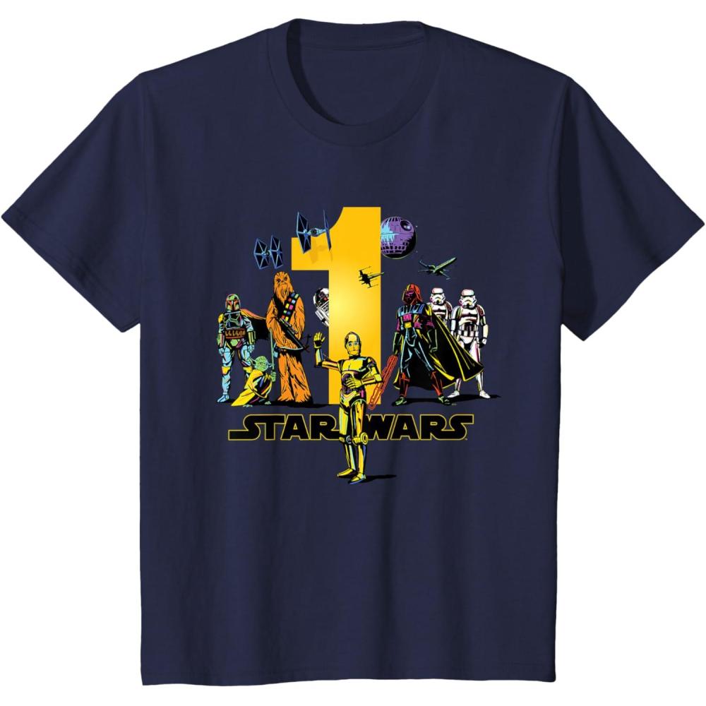 imageKids Star Wars Classic Characters First Birthday 1 Year Old TShirtNavy Blue
