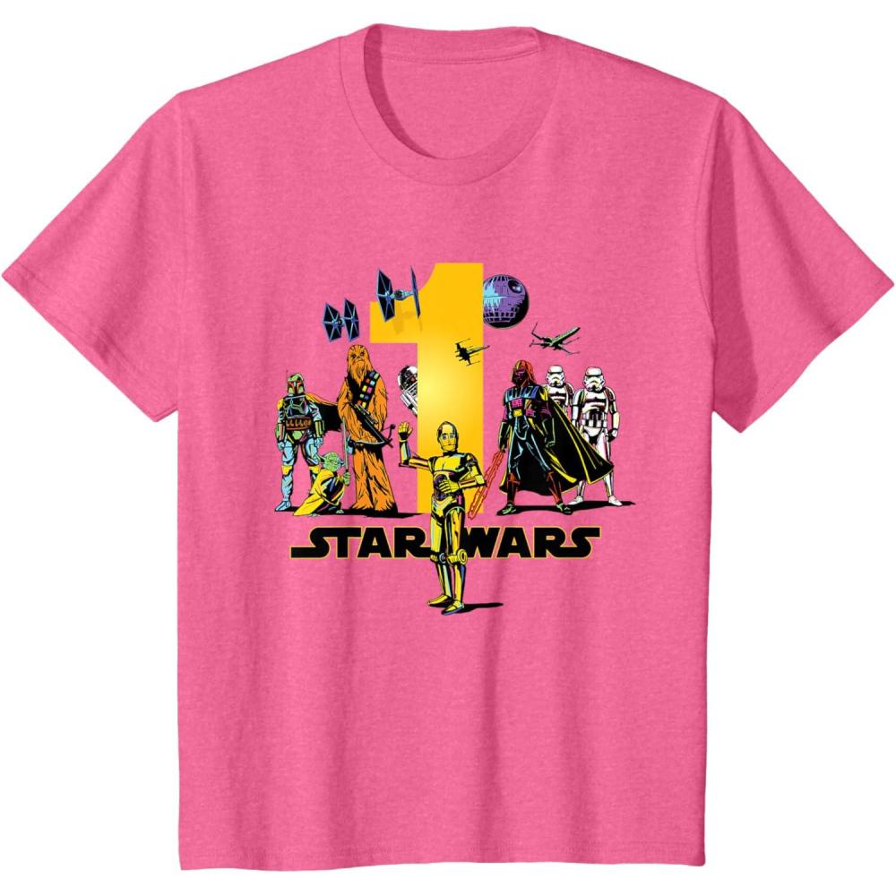 imageKids Star Wars Classic Characters First Birthday 1 Year Old TShirtPink Heather