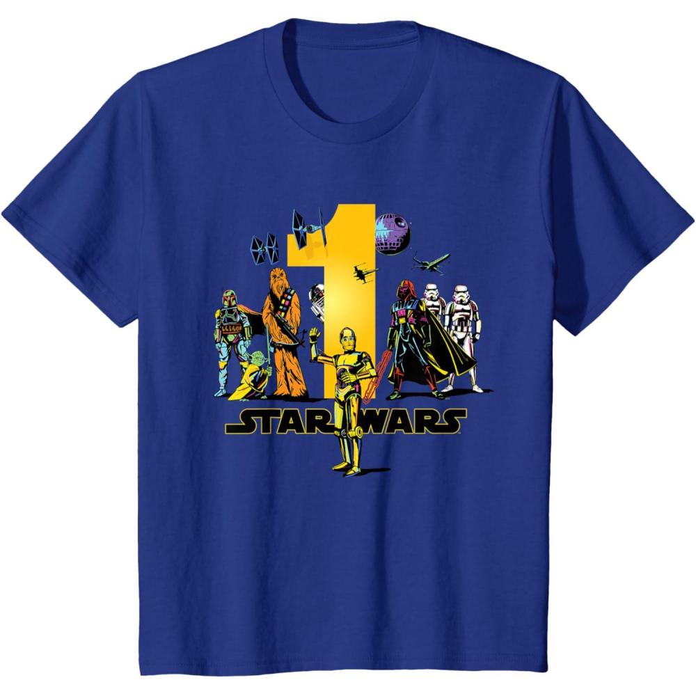 imageKids Star Wars Classic Characters First Birthday 1 Year Old TShirtRoyal Blue