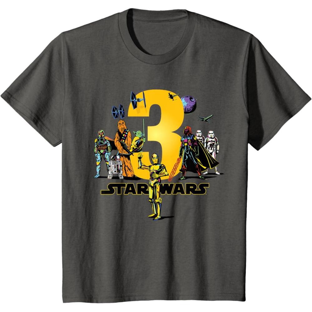 imageKids Star Wars Classic Characters Third Birthday 3 Years Old TShirtAsphalt Grey