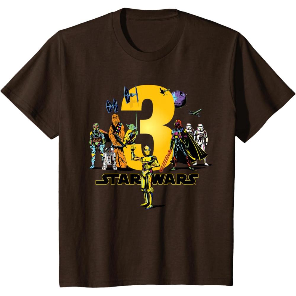 imageKids Star Wars Classic Characters Third Birthday 3 Years Old TShirtBrown