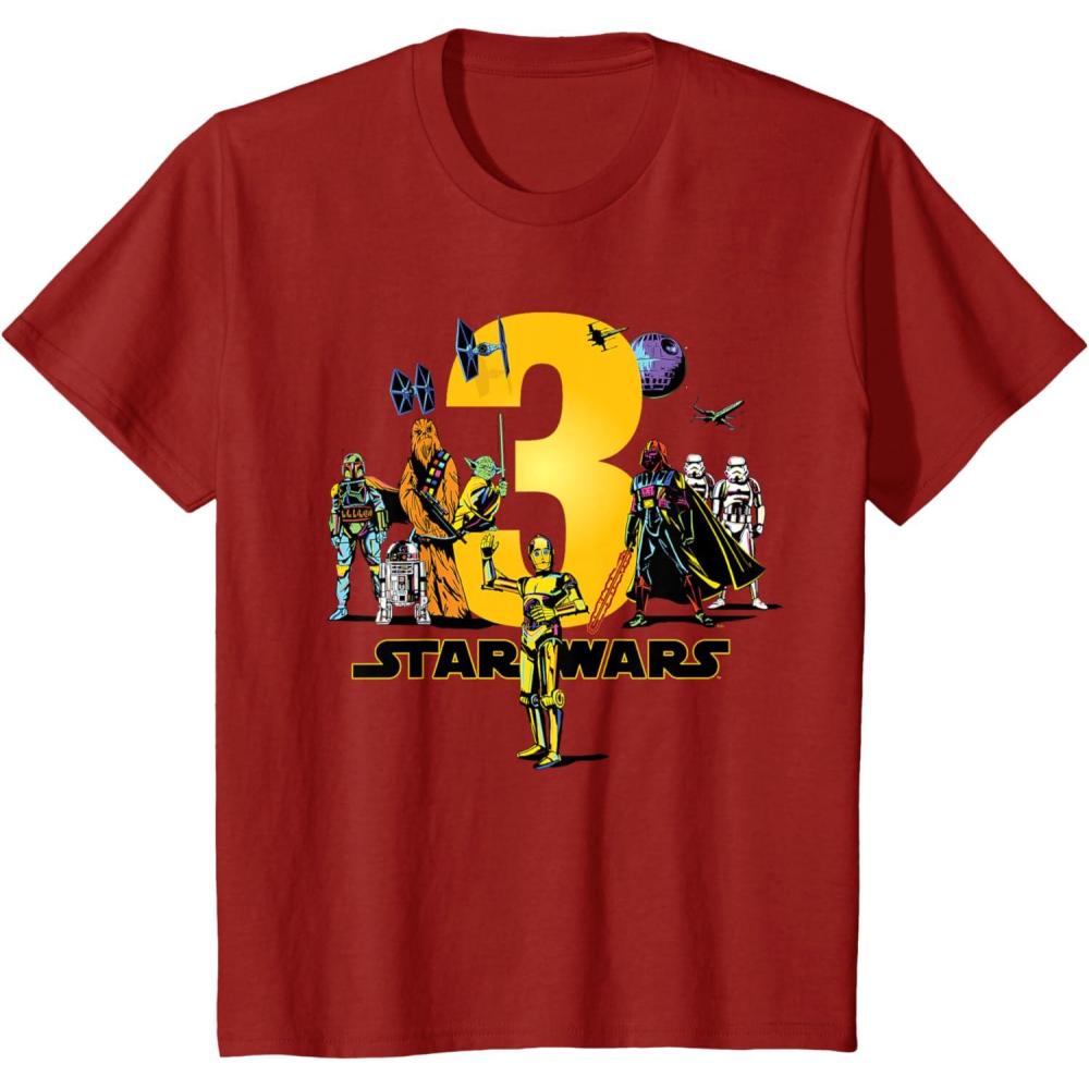 imageKids Star Wars Classic Characters Third Birthday 3 Years Old TShirtCranberry Red