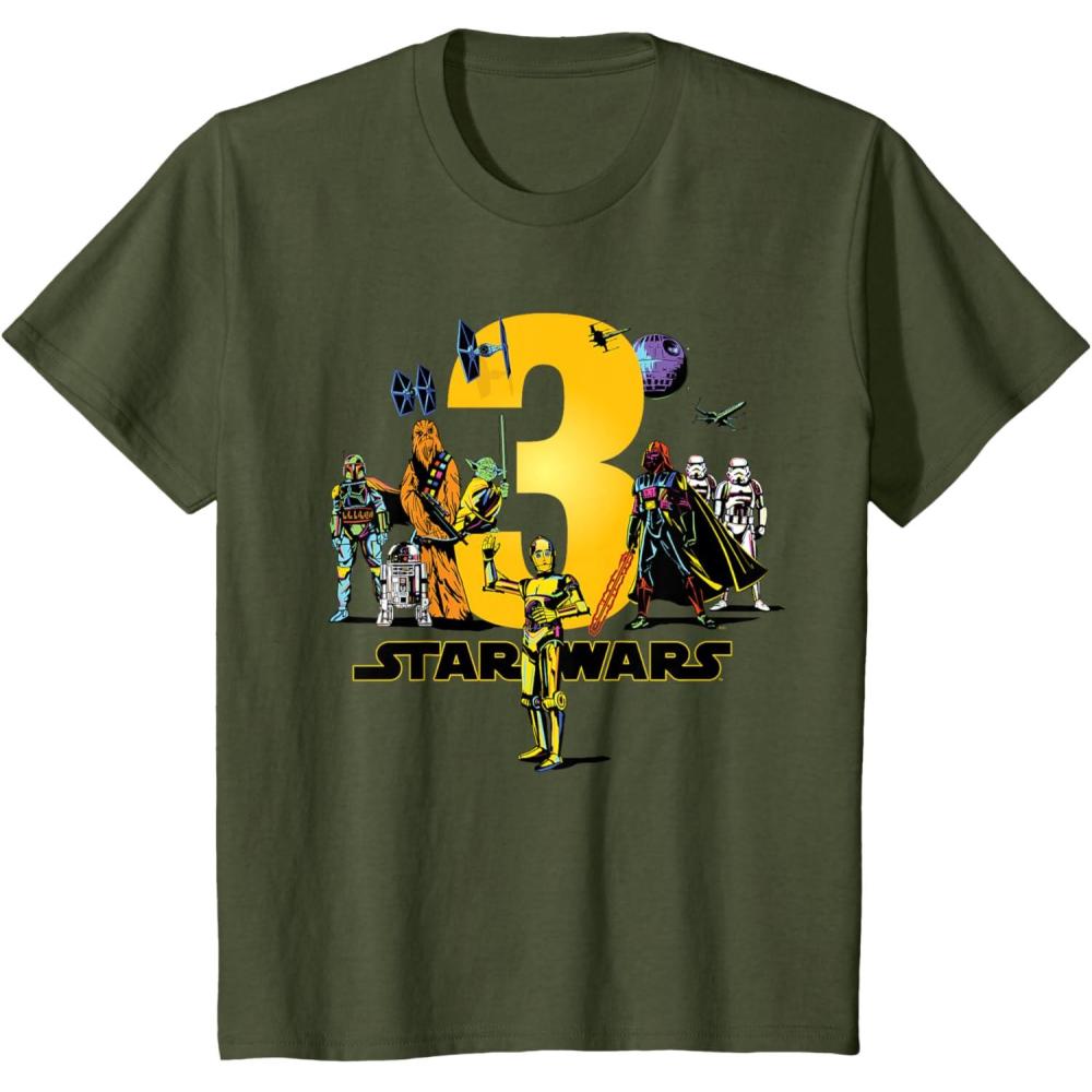 imageKids Star Wars Classic Characters Third Birthday 3 Years Old TShirtOlive Green