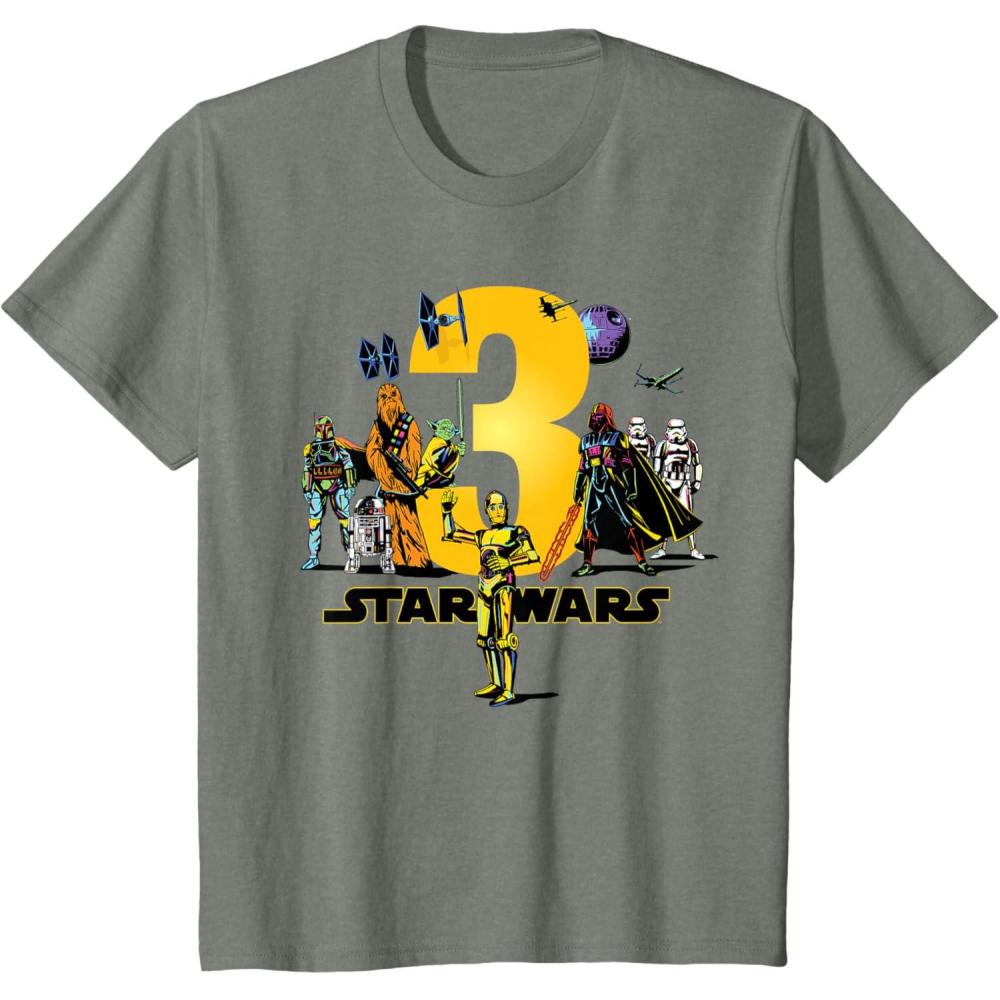 imageKids Star Wars Classic Characters Third Birthday 3 Years Old TShirtOlive Heather