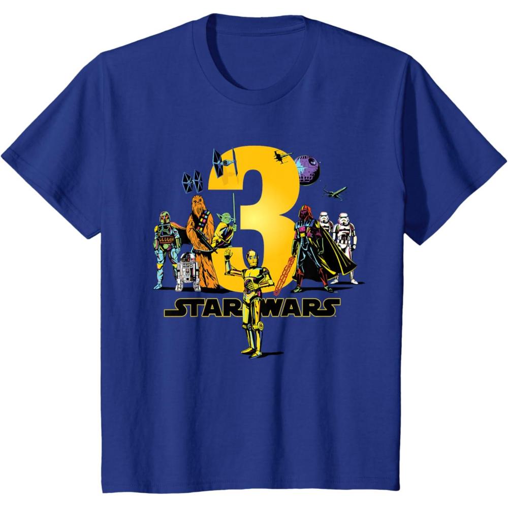 imageKids Star Wars Classic Characters Third Birthday 3 Years Old TShirtRoyal Blue