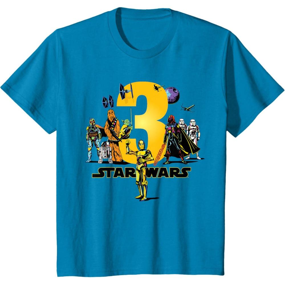 imageKids Star Wars Classic Characters Third Birthday 3 Years Old TShirtSapphire Blue