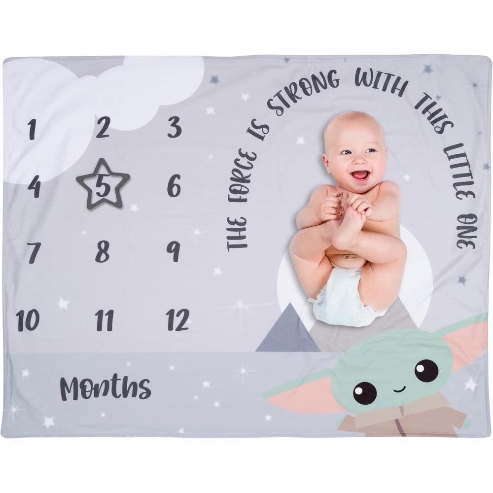 imageLambs ampamp Ivy Star Wars The ChildGroguBaby Yoda Fleece Milestone Blanket wStarStar Wars Grogu