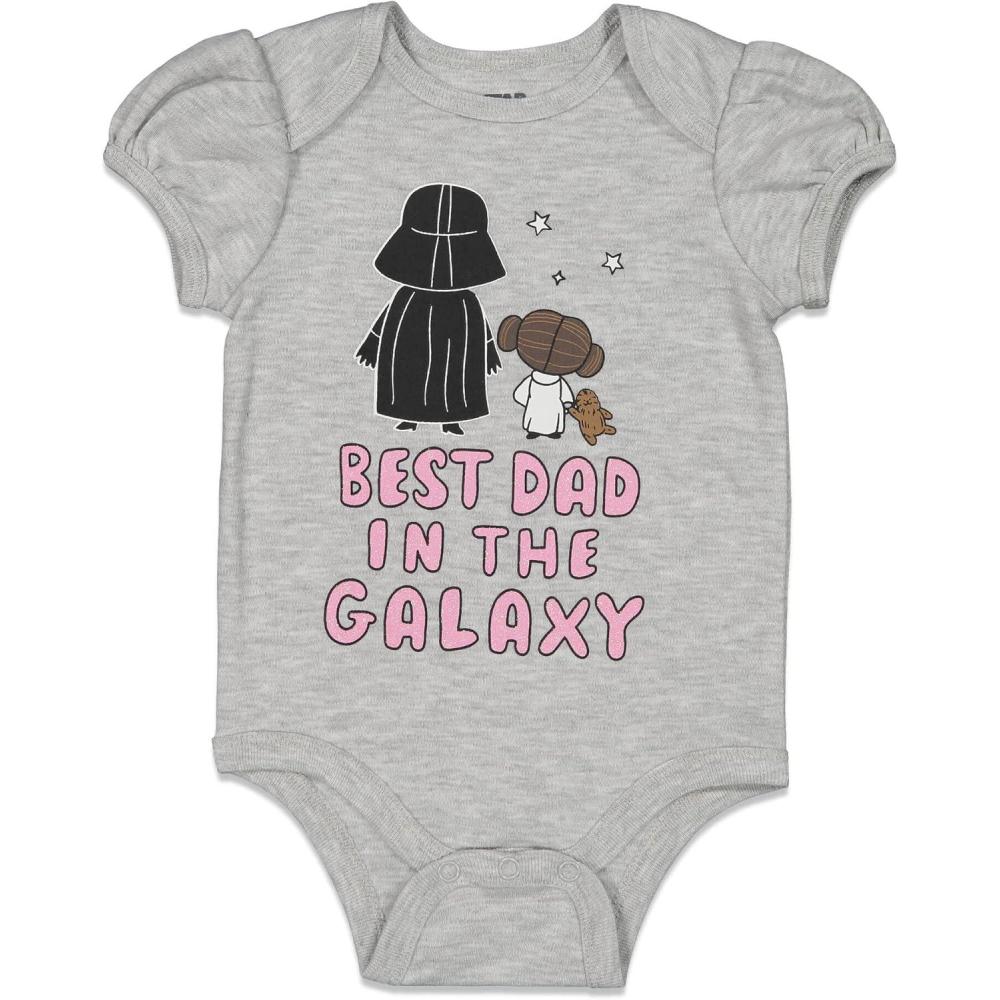 imageSTAR WARS Fathers Day Christmas Baby Girls Bodysuit Newborn to Infant Sizes Newborn  24 MonthsGray