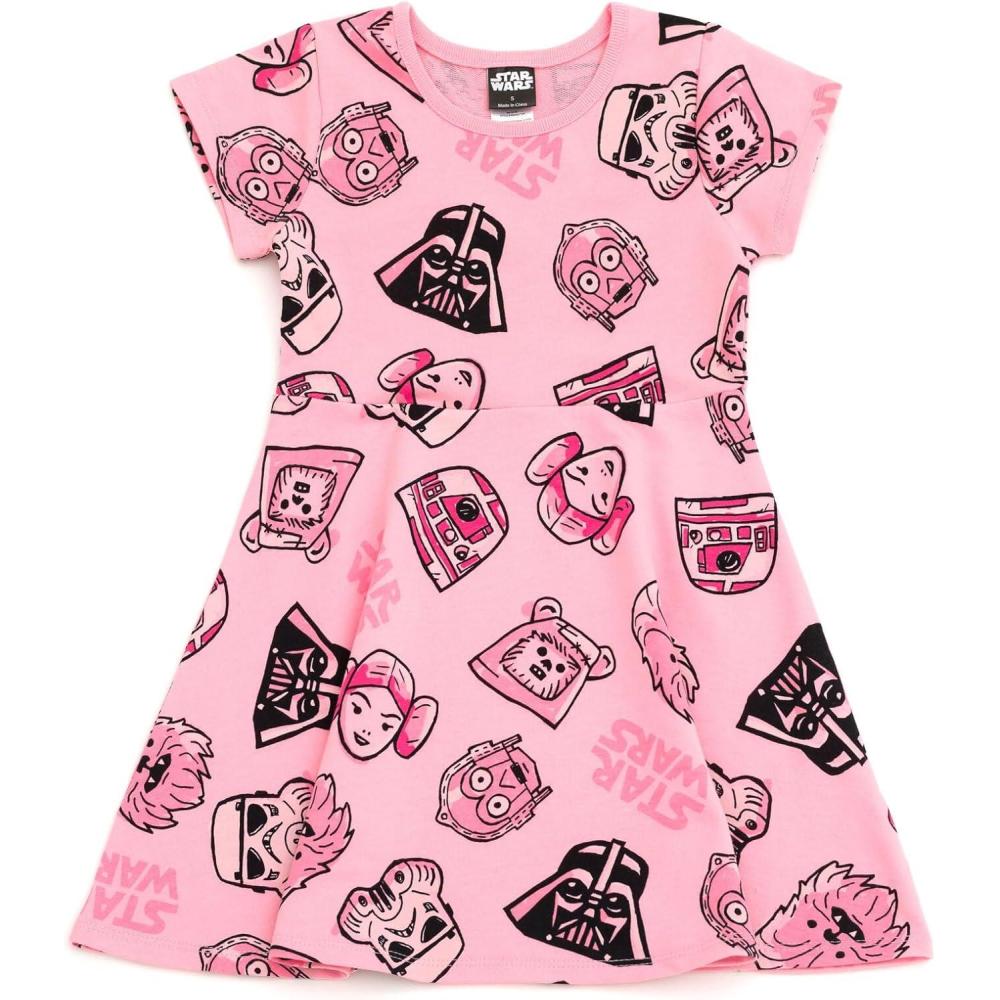 imageSTAR WARS Girls French Terry Skater Dress Toddler to Big Kid Sizes 2T  1416Pink