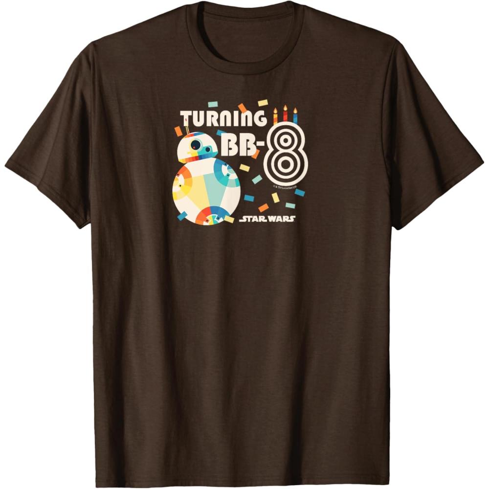 imageStar Wars  Turning BB8 8th Birthday TShirtBrown