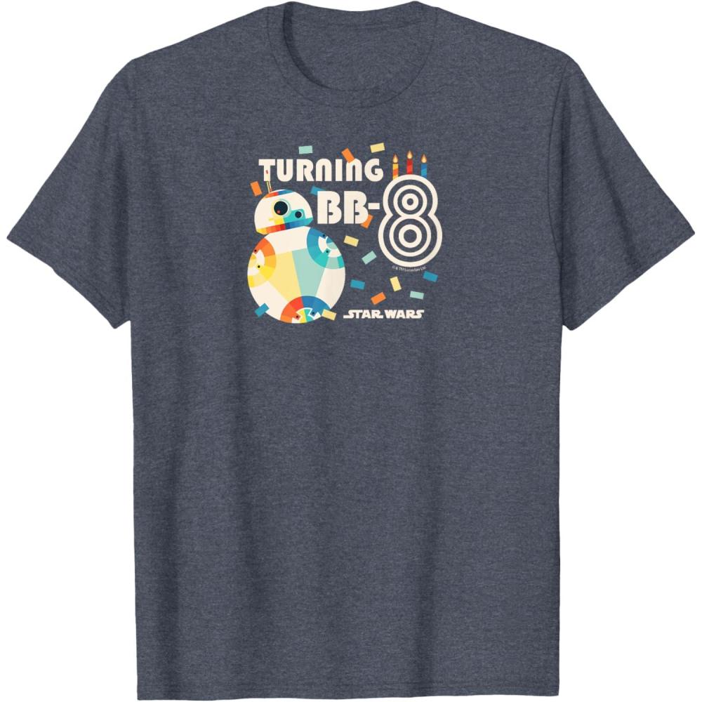 imageStar Wars  Turning BB8 8th Birthday TShirtHeather Blue