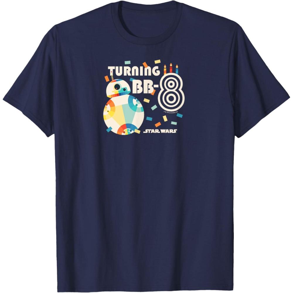 imageStar Wars  Turning BB8 8th Birthday TShirtNavy Blue