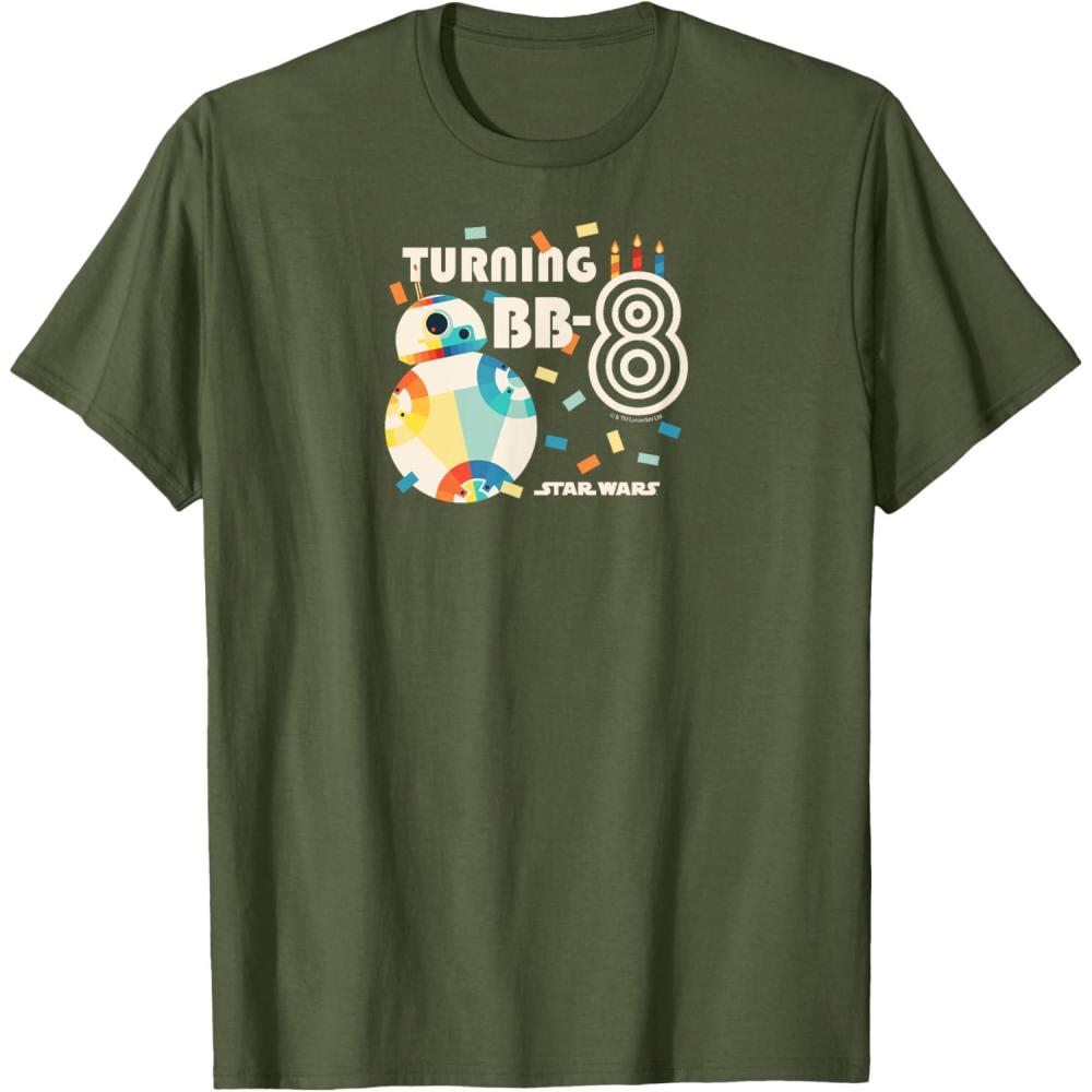 imageStar Wars  Turning BB8 8th Birthday TShirtOlive Green