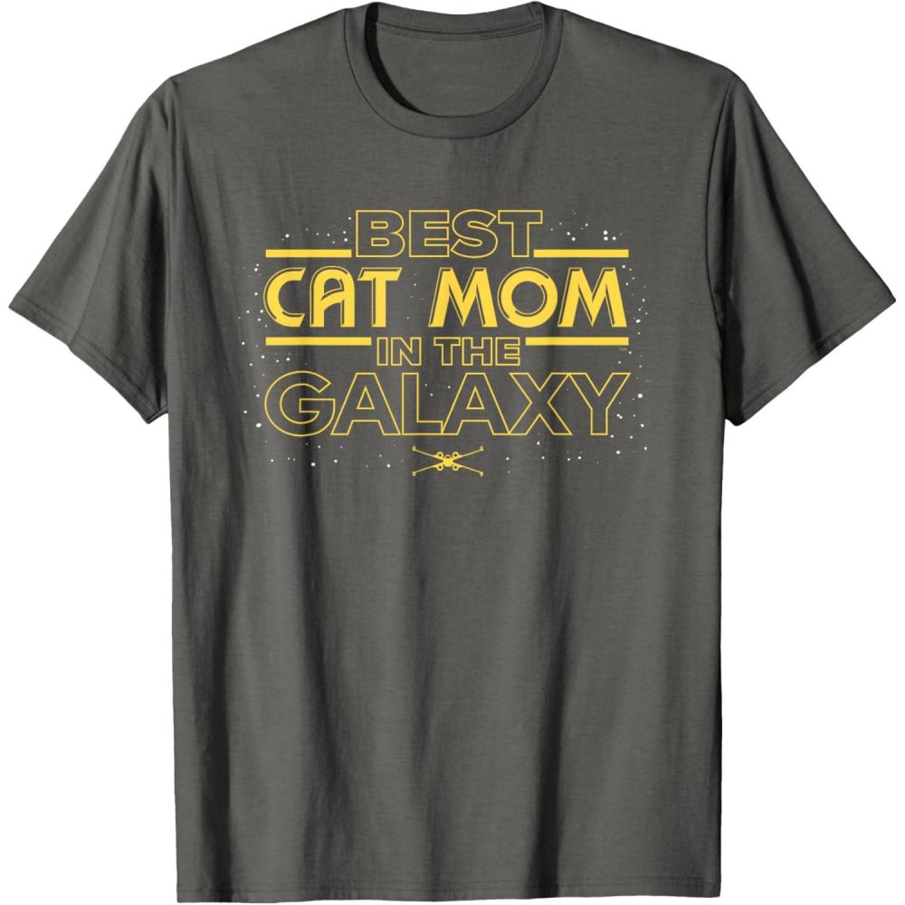 imageStar Wars Best Cat Mom in the Galaxy Birthday Mothers Day TShirtAsphalt Grey