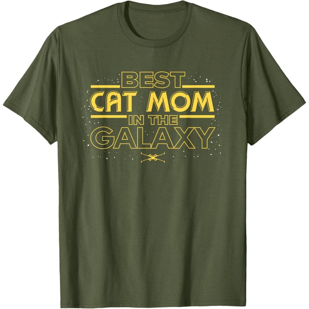 imageStar Wars Best Cat Mom in the Galaxy Birthday Mothers Day TShirtOlive Green