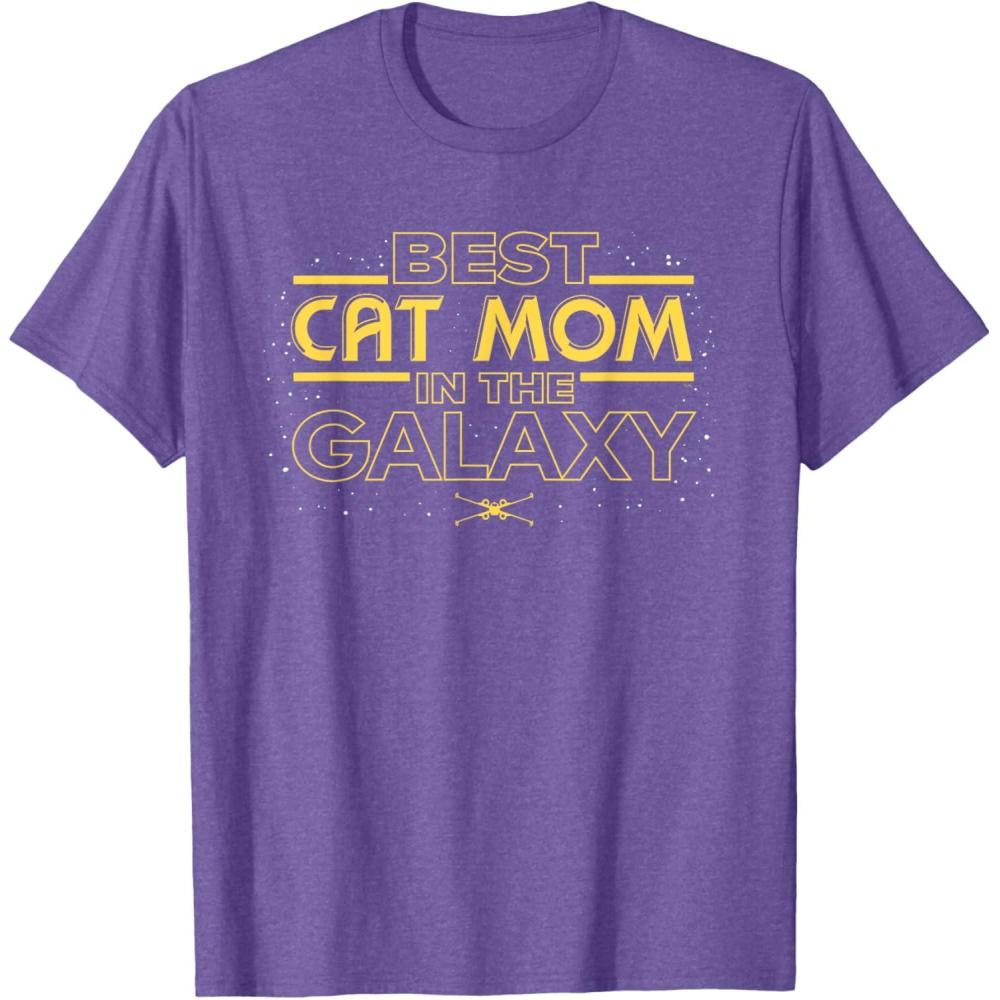 imageStar Wars Best Cat Mom in the Galaxy Birthday Mothers Day TShirtPurple Heather