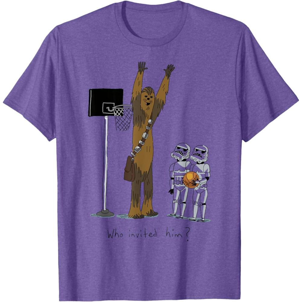 imageStar Wars Chewbacca Basketball Who Invited Him Disney TShirtPurple Heather