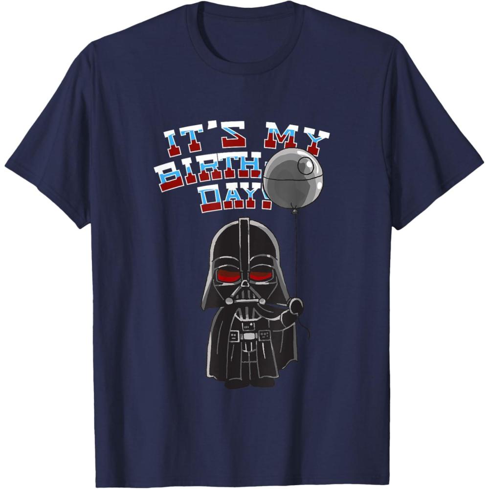 imageStar Wars Darth Vader Balloon Boy Its My Birthday TShirtNavy Blue