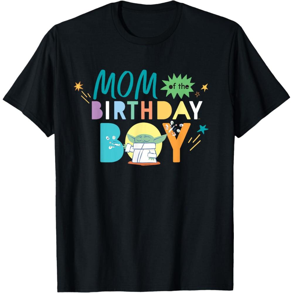 imageStar Wars Grogu Mandalorian Toon Mom of the Birthday Boy TShirtBlack