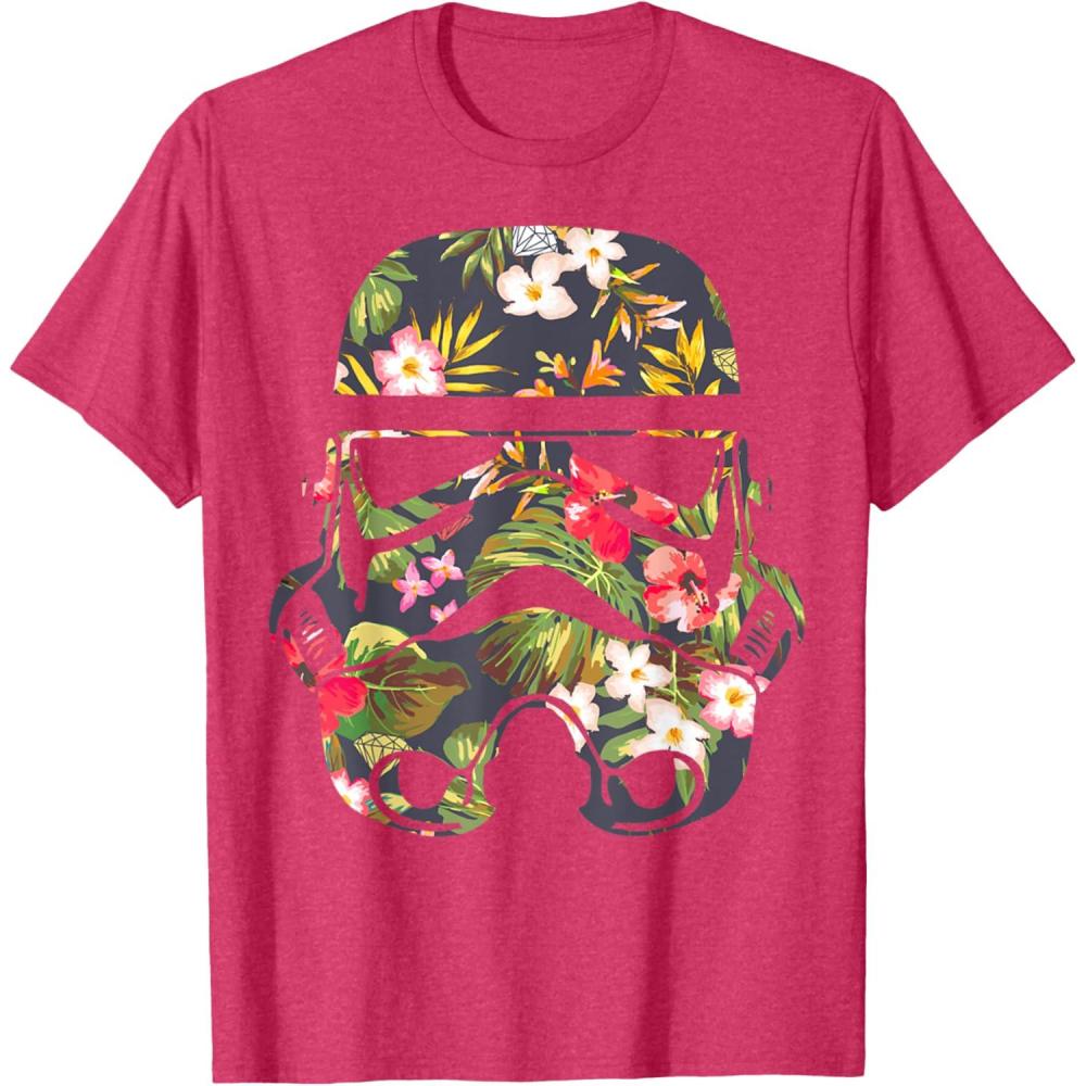 imageStar Wars Tropical Stormtrooper Floral Print Disney TShirtRed Heather