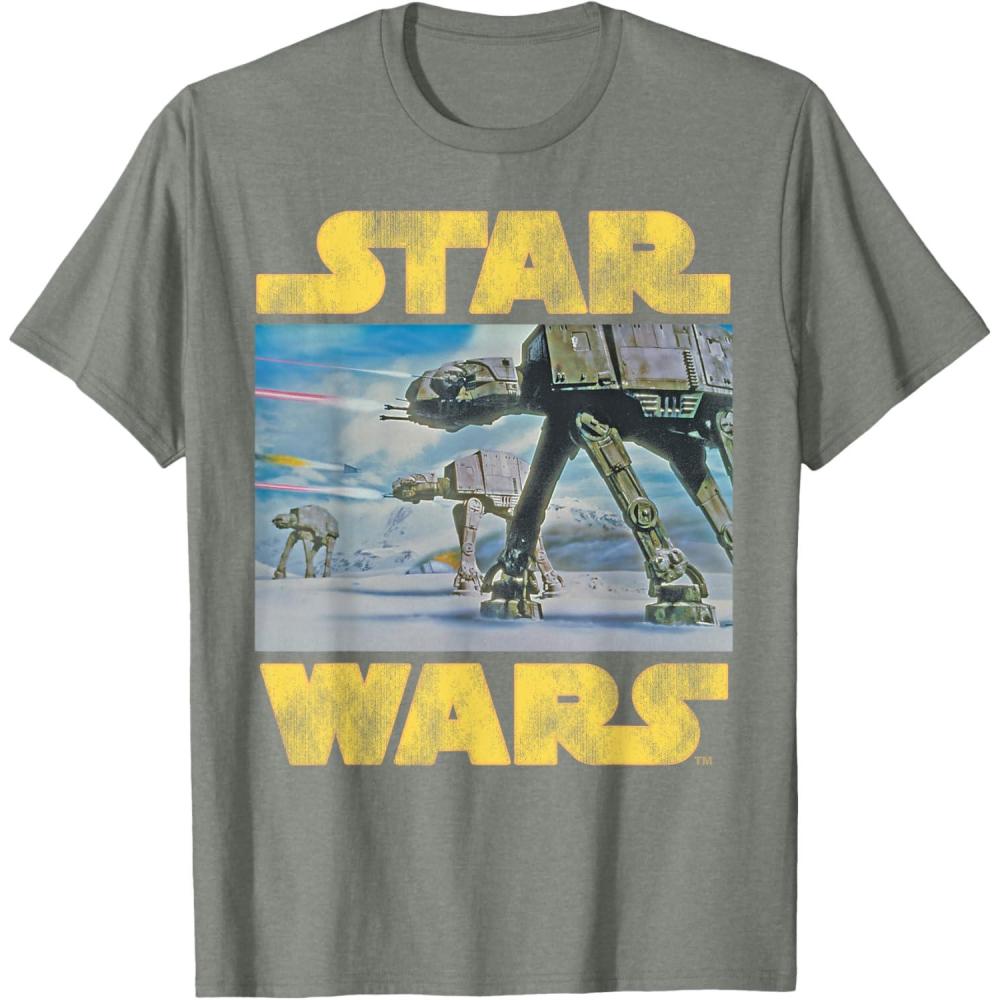 imageStar Wars Vintage Imperial ATAT Battle of Hoth TShirt TShirtOlive Heather