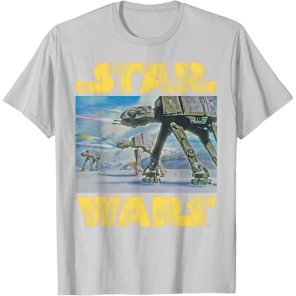 imageStar Wars Vintage Imperial ATAT Battle of Hoth TShirt TShirtSilver Grey