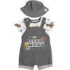imageSTAR WARS Chewbacca R2D2 Yoda Baby French Terry Short Overalls TShirt and Hat 3 Piece Outfit Set Newborn to InfantGrey
