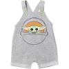 imageSTAR WARS Chewbacca R2D2 Yoda Baby French Terry Short Overalls TShirt and Hat 3 Piece Outfit Set Newborn to InfantGrogu  Gray