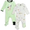 imageSTAR WARS Chewbacca R2 D2 Darth Vader Stormtrooper Baby 2 Pack Zip Up Long Sleeve Sleep N Play Coveralls Newborn to InfantGreenWhite