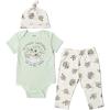 imageSTAR WARS Millennium Falcon Chewbacca Darth Vader Baby 3 Piece Outfit Set Cuddly Bodysuit Pants Hat Newborn to InfantGreenWhite