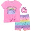 imageSTAR WARS The Child Girls Graphic TShirt Shorts and Scrunchie 3 Piece Outfit Set Infant to Big KidPinkRainbow