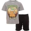 imageSTAR WARS The Mandalorian The Child Baby Athletic TShirt and Mesh Shorts Outfit Set Infant to Big KidGray