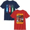 imageSTAR WARS TwoPack Boys Short Sleeve TShirtNavyRed