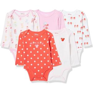 imageAmazon Essentials Disney  Marvel  Star Wars  Princess Baby Girls LongSleeve Bodysuits Pack of 5Minnie Rainbow Chaser