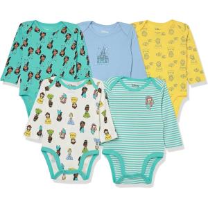 imageAmazon Essentials Disney  Marvel  Star Wars  Princess Baby Girls LongSleeve Bodysuits Pack of 5Princess Wish