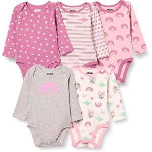 imageAmazon Essentials Disney  Marvel  Star Wars  Princess Baby Girls LongSleeve Bodysuits Pack of 5Star Wars Tiny Rebel