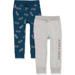 imageAmazon Essentials Disney  Marvel  Star Wars  Princess Girls and Toddlers Fleece Jogger Sweatpants Pack of 2Star Wars Logo Print