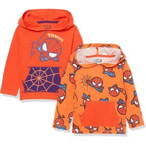 imageAmazon Essentials Disney  Marvel  Star Wars Boys and Toddlers Lightweight Hooded LongSleeve TShirts Pack of 2Marvel Spiderman Web
