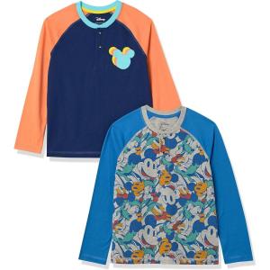imageAmazon Essentials Disney  Marvel  Star Wars Boys and Toddlers LongSleeve Henley TShirts Pack of 2Mickey Jumble