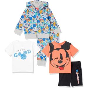 imageAmazon Essentials Disney  Marvel  Star Wars Boys and Toddlers Outfit Sets Previously Spotted Zebra Pack of 5Mickey Jumble