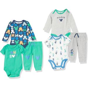 imageAmazon Essentials Disney  Marvel  Star Wars Unisex Babies 6Piece Outfit Set Pack of 6Mickey Oh Boy