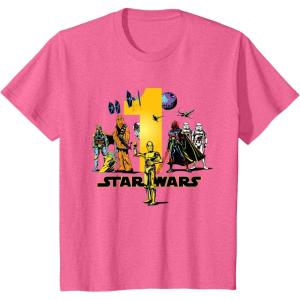 imageKids Star Wars Classic Characters First Birthday 1 Year Old TShirtPink Heather