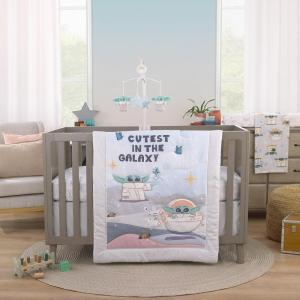 imageNoJo Star Wars Grogu Baby Blanket Crib Sheet and Musical Mobile Bundle  Super Soft Nursery Essentials